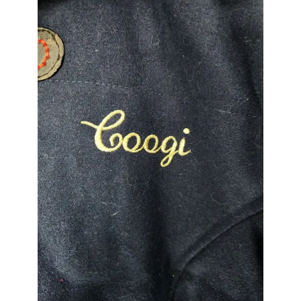 Coogi Women's Logo Rainbow Full Zip Navy Wool Varsity Jacket Fur Hood Size XXL - Picture 4 of 13